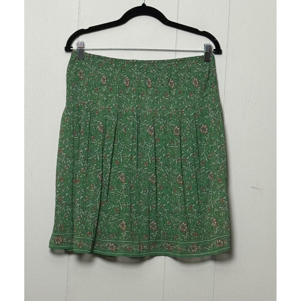 Max Studio Women's Green Floral Smocked Mini Skirt Size Medium